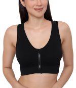 GLAMORAS Women Nylon Elastane Lightly Padded Non Wired U Back Sports Bra | Seamless Stretchy Low Impact Yoga Workout Bra with Removable Pads - Size- Small to 4XL