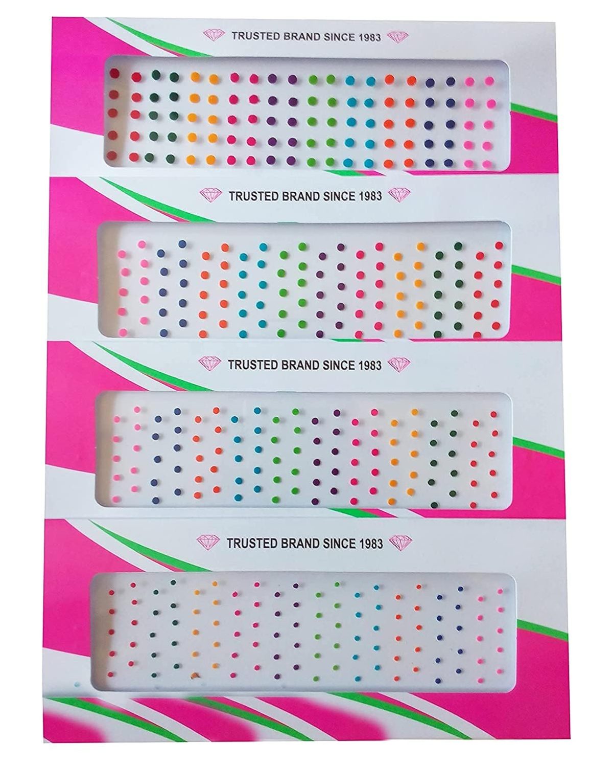 Small Bindi Plain Self-Adhesive Forehead Bindis Tikka For Girls Women Ladies Multi Colour (4 Packets)8 x 5 x 0.5 Centimeters - Image 2