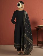 Kaari Women's Kurta Set with Dupatta - Anarkali Style | Gown Length | Placement Neck Embroidery & Gota Border | Rich Brocade Dupatta | Straight Pant | Kurta Set For Women - Image 2
