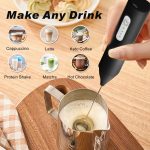 Konquer TimeS Rechargeable Milk Frother – Handheld Electric Coffee Frother with USB-C Charging, 3-Speed Stainless Steel Whisk for Lattes, Matcha, Hot Chocolate, and Frappe - Image 9