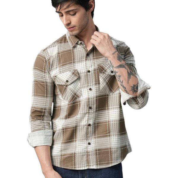 Exclusive Checked Cotton Full Sleeve Double Pocket Plaid Shirt for Men E_508