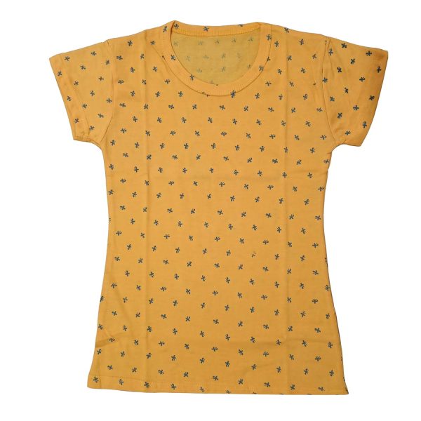 IndiWeaves Girls Cotton Half Sleeve Printed T-Shirt (Yellow1,9-11 Years)