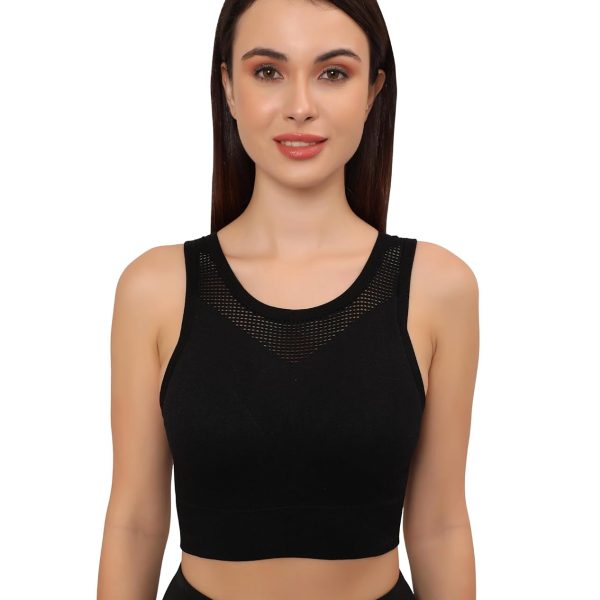 GLAMORAS Women's Polyester Spandex Padded Wireless Sports Bra | Full Coverage, Seamless & High Support Sports Bra for Workout & Yoga | Size: S-XL