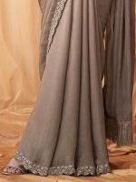 AKHILAM Women's Georgette Embellished Saree With Unstitched Blouse Piece - Image 4
