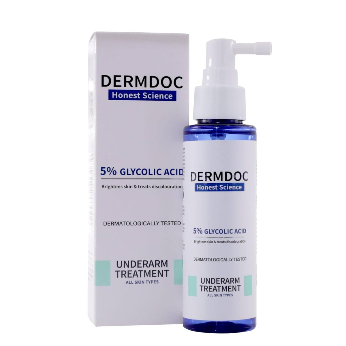 DermDoc 5% Glycolic Acid Underarm Brightening Spray Treatment (100 Ml)|Multipurpose Exfoliating Toner For Dark Spots On Face & Body|Helps With Dark Neck & Knees,Strawberry Legs With 2% Salicylic Acid