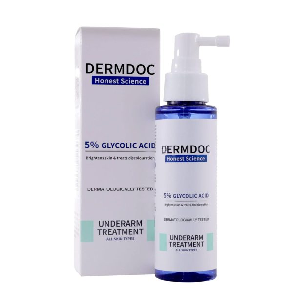 DermDoc 5% Glycolic Acid Underarm Brightening Spray Treatment (100 Ml)|Multipurpose Exfoliating Toner For Dark Spots On Face & Body|Helps With Dark Neck & Knees,Strawberry Legs With 2% Salicylic Acid