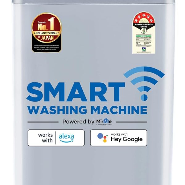 Panasonic 8 Kg Wifi Built-In Heater Fully-Automatic Top Loading Smart Washing Machine (NA-F80V10LRB, Silver, Compatible with Alexa)