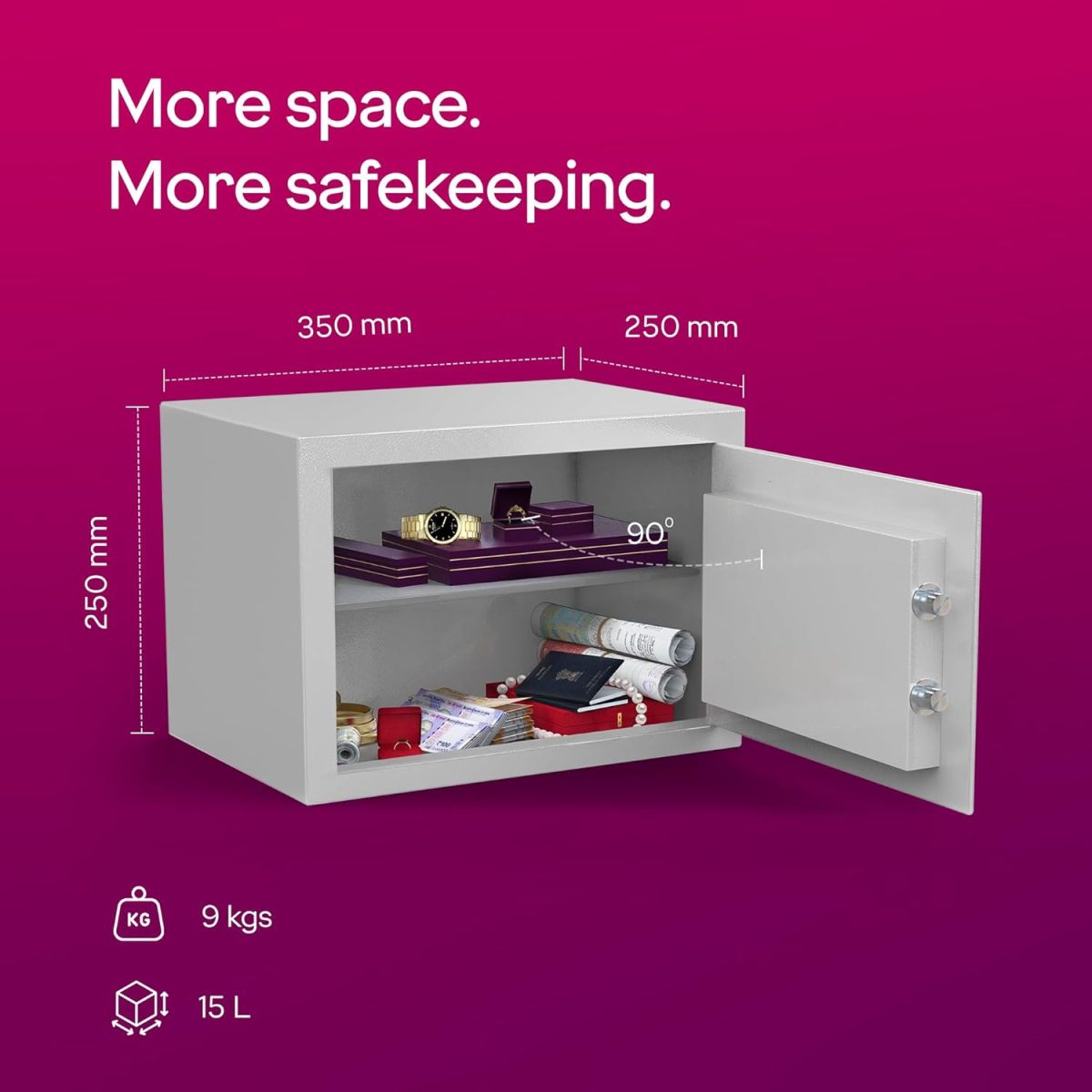 Godrej Security Solutions Forte Pro 15 Litres Digital Electronic Safe Locker for Home & Office with Motorized Locking Mechanism (Light Grey) - Image 2