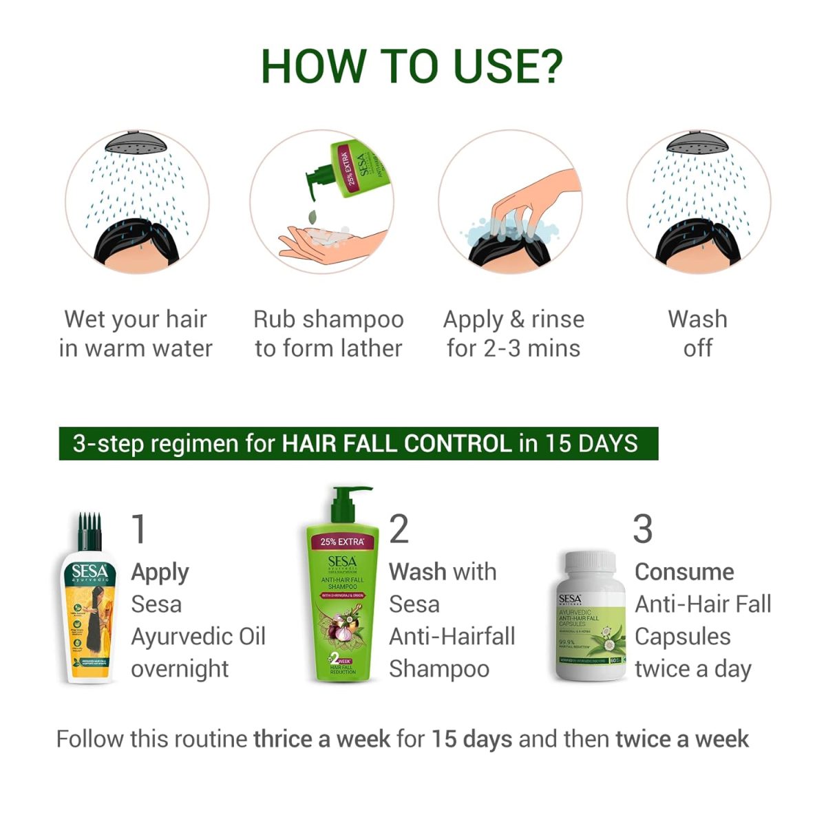SESA Ayurvedic Anti Hairfall Shampoo For Dry And Frizzy Hair Reduces Hairfall Made With 6 Ayurvedic Herbs Paraben Free Shampoo - 500ml - Image 7