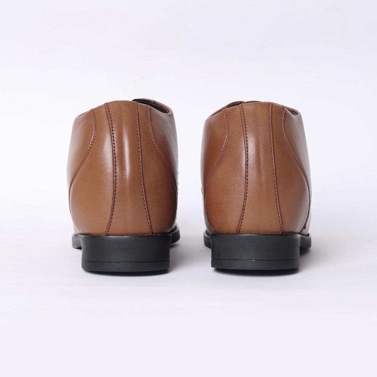 Men's Leather Formal Shoes with a Hidden Heel - 8.5 CM - Tan Brown - Image 4