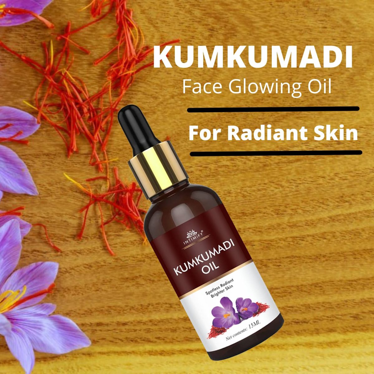 INTIMIFY Kumkumadi Tailam For Face, Kumkumadi Face Oil For Glowing Skin, Face Serum For Wrinkles, Whitening, Lightening & Pigmentation (30 ml) Pack of 1 - Image 2