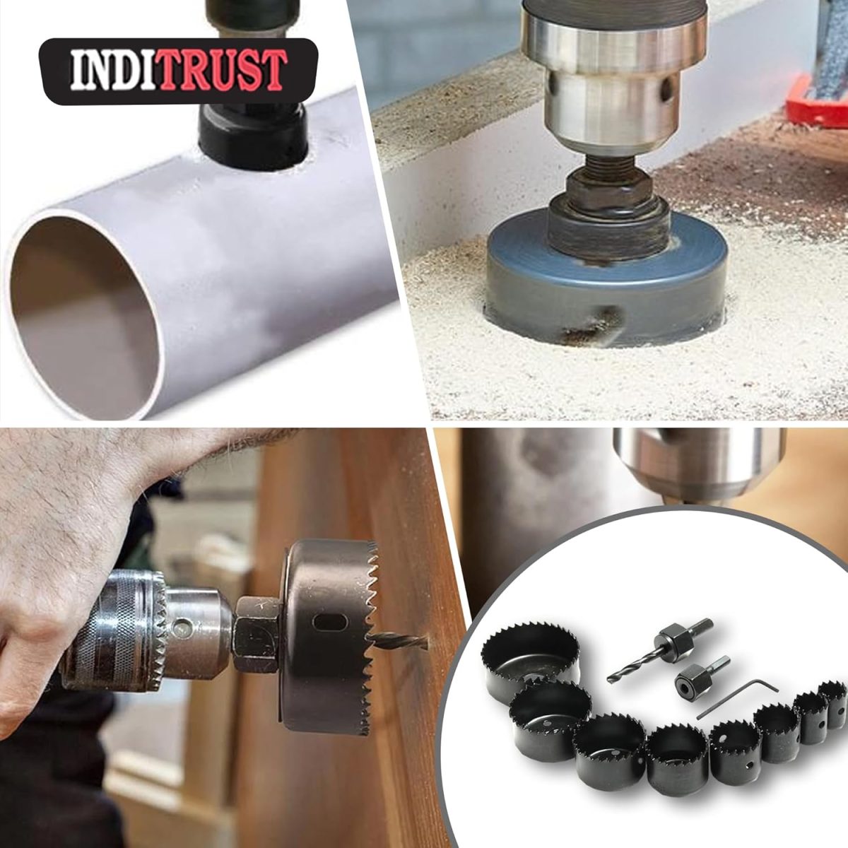 Inditrust New 11pcs Hole Saw Drill Bit Woodworking Cutter Hole Saw Cutting Set Core Drill Bit Wood Metal Drilling (19-64mm) - Image 6