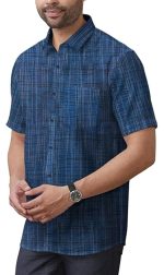 Men's Khadi Cotton Half Sleeves Striped Casual Shirt | Lightweight Casual Summer Wear - Image 3