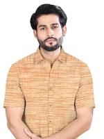 Men's Khaadi Cotton Regular Fit Half Sleeves Striped Casual Shirt - Image 3