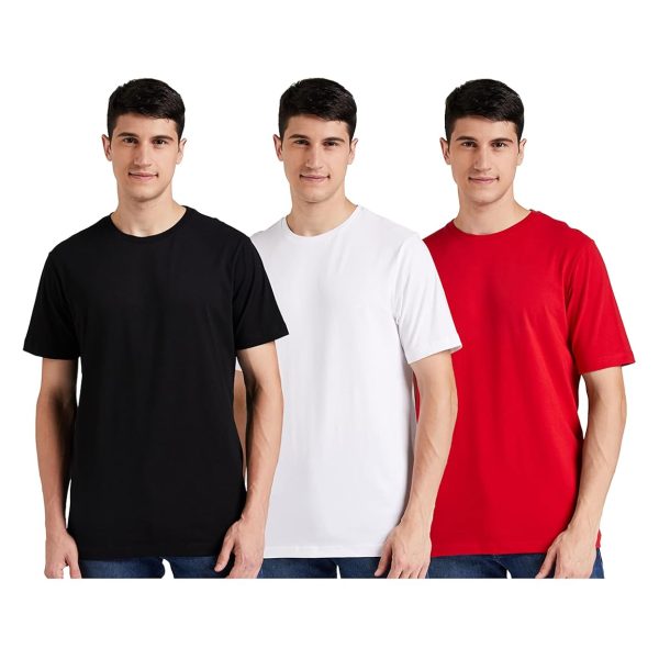 Amazon Brand - Symbol Men's Solid Cotton T Shirt | Plain | Round Neck | Half Sleeve-Regular Fit | Combo Pack of 3 (Available in Plus Size)