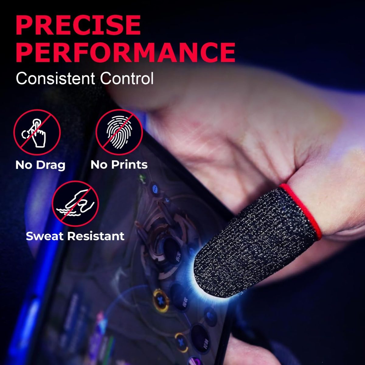Humble Gaming Thumb & Finger Sleeves – Anti-Slip, Sweat-Proof, High Precision for PUBG, COD, Freefire & Other Mobile Games – Breathable, Washable & Universal Fit – 2 Pairs (4 Pcs) - Image 2
