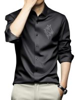 IndoPrimo Men's Satin Shirt with Spread Collar Neck Line Solid Pattern Full Sleeves Regular Fit Western Style and Standard Length