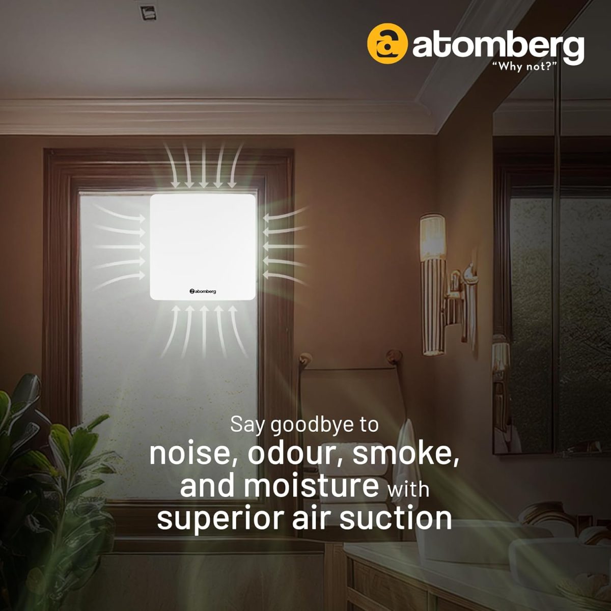 atomberg Studio Exhaust Fan 150mm (6 Inches) | BLDC Motor | 6.8W| Low Noise | 2000 RPM| Ideal for Bathroom,Kitchen | Easy to Clean | Installation-Round Cut (153mm) | 2 Years Warranty | (Gloss White) - Image 2