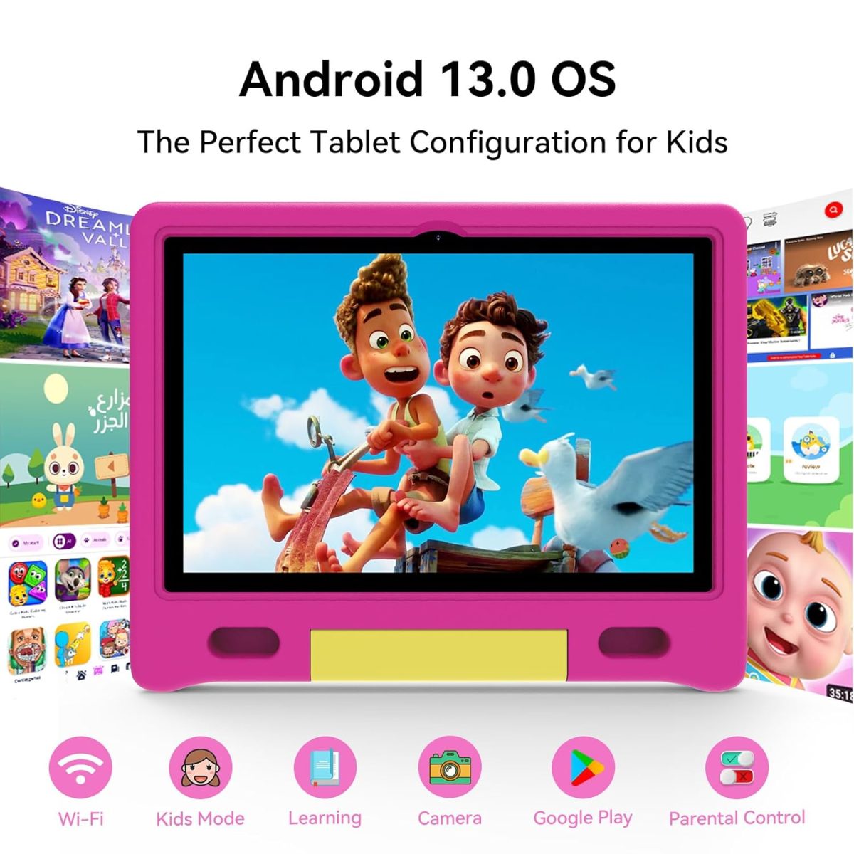 CFVOCUY 2025 Kids Tablet, 10.1" Children's Tablet with Case, Pre-Installed Educational Apps and Parental Control, 2+32GB Storage (512GB Expand), Quad-Core, WiFi, for Ages 4-12, Eye Protection Mode - Image 3