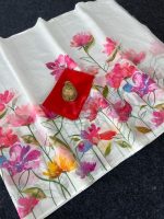 Murti Creation Women's Digital Floral Print Original Plain Linen Casual Saree With Blouse Piece (Main) - Image 3
