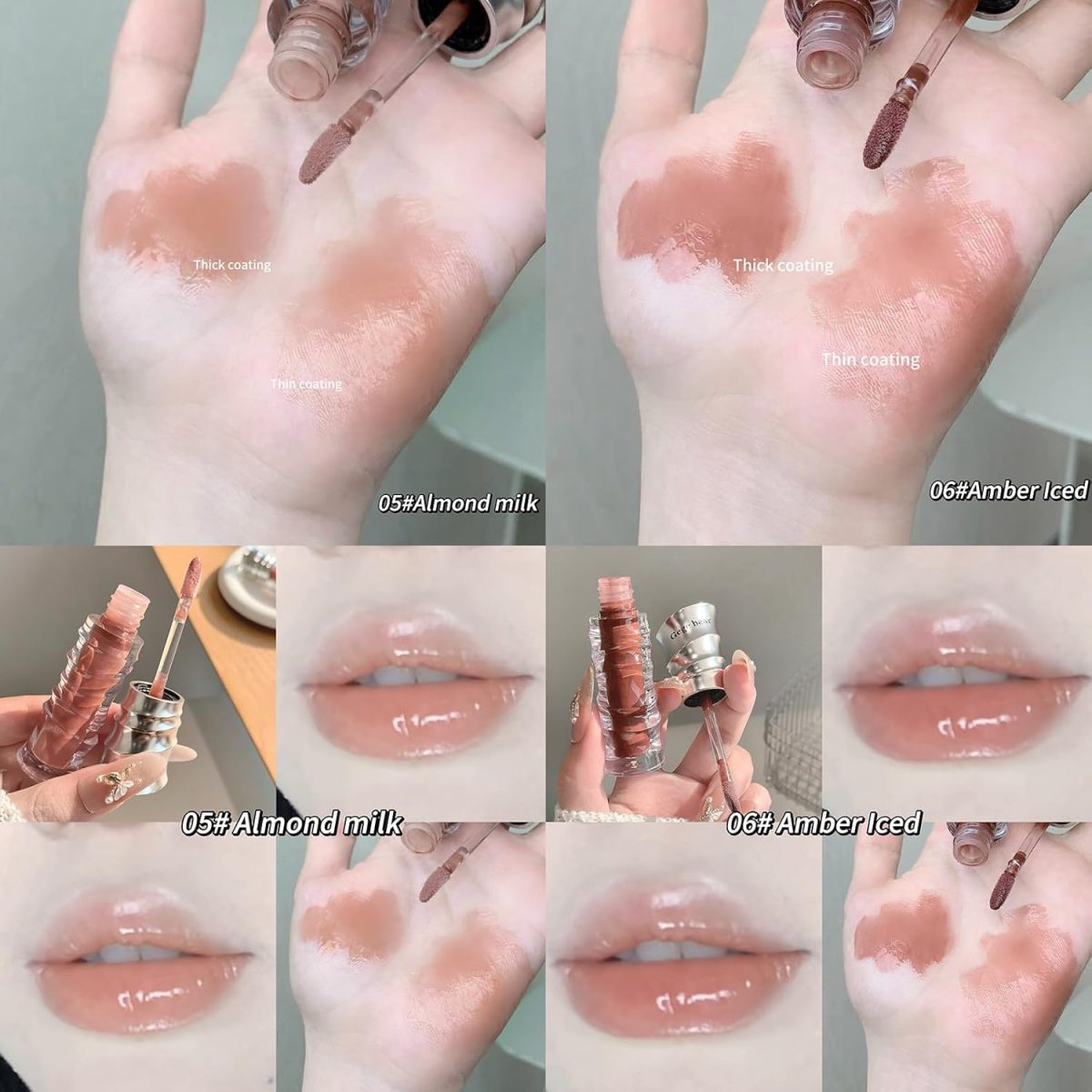 Gege Bear Lip Glaze | Water Light Mirror Gloss Finish | Lightweight, Moisturizing & Non-Sticky Texture | Nude Brown & Red Bold Shades | Hydrating with Precision Applicator | Velvet-Soft Liquid Lipstick Formula | Waterproof Glossy Feel With Natural Look for Women (02# Mulberry, 3.5g) - Image 5