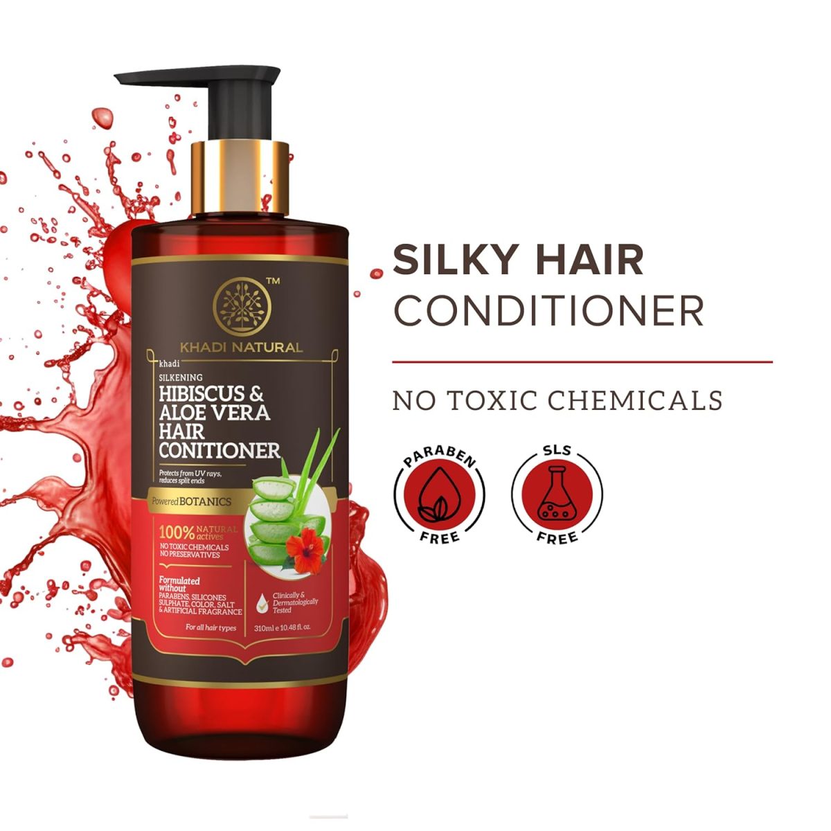 Khadi Natural Hibiscus & Aloe Vera Shampoo | SLS, Paraben Free | Strengthens Hair and Reduces Hair Fall | Suitable for All Hair Types | 310ml - Image 2
