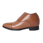 Men's Leather Formal Shoes with a Hidden Heel - 8.5 CM - Tan Brown - Image 2