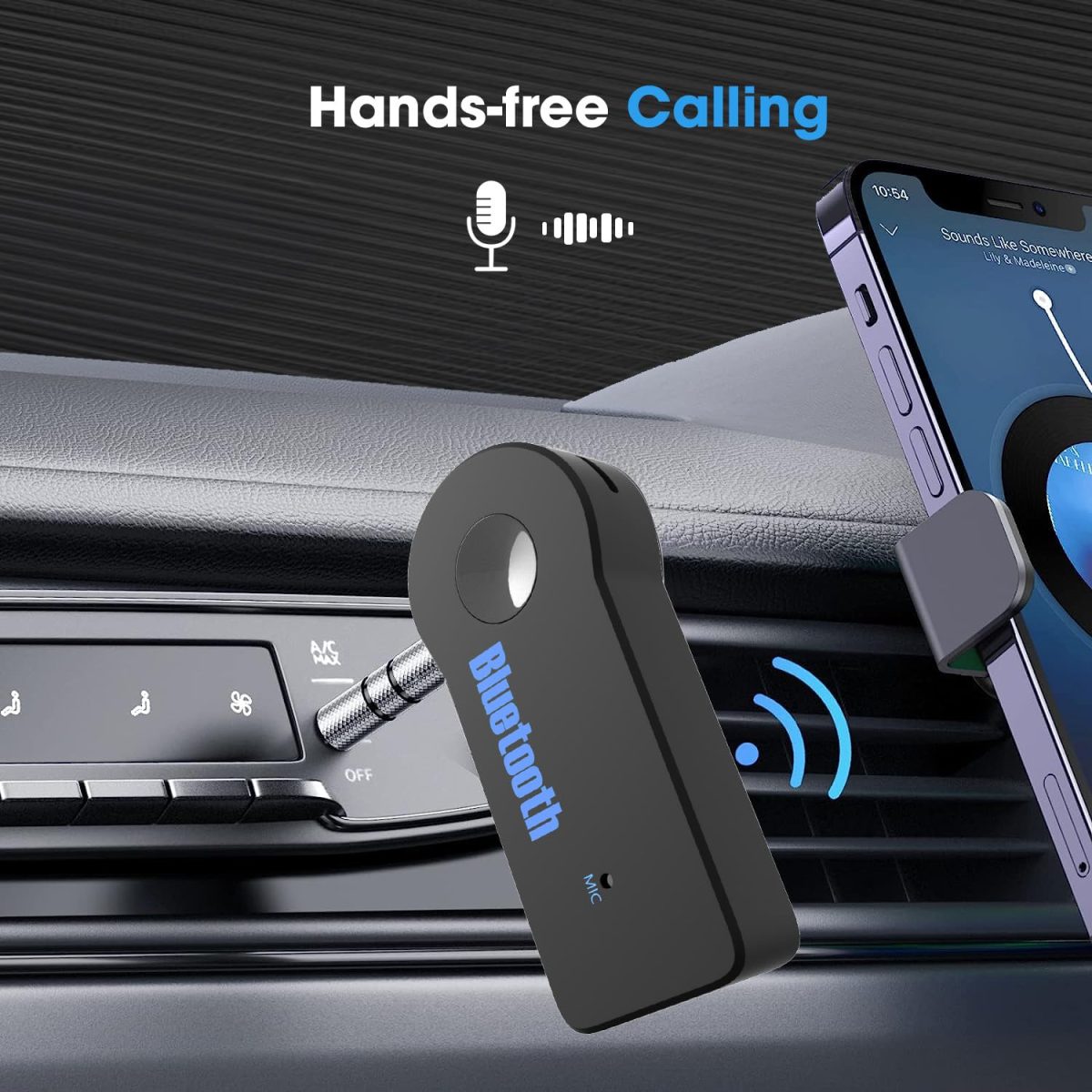 Sounce Bluetooth Receiver/Hands-Free Car Kit, Portable 3.5mm Bluetooth Aux Adapter Wireless Music Streaming for Home, Car Audio System, Headphone, Speaker (Bluetooth 4.2, A2DP, 40 FT Range) - Image 2