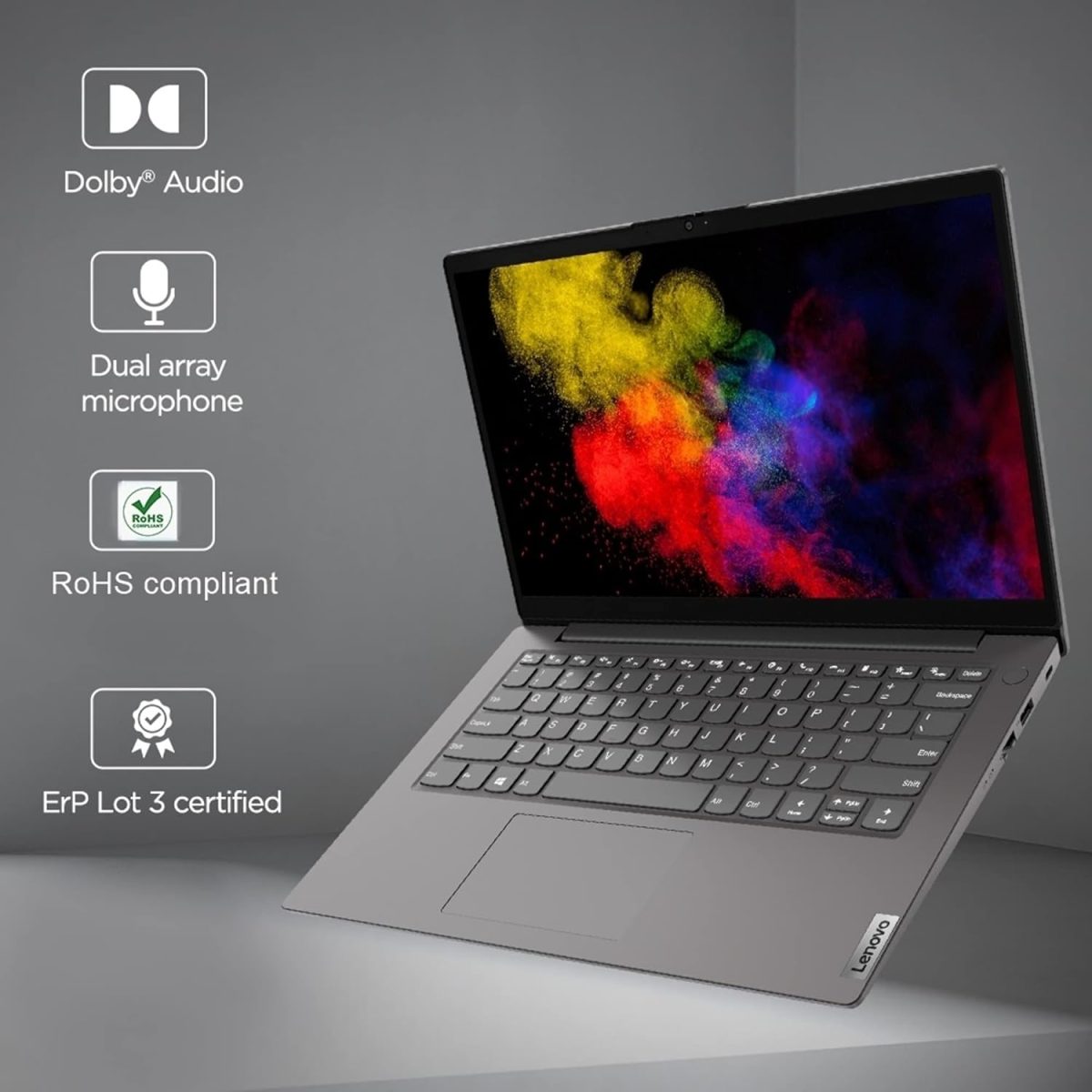 Lenovo V14 Intel Core i3 12th Gen 14" (35.56 cm) FHD (1920x1080) Antiglare 250 nits Thin and Light Laptop (8GB RAM/512GB SSD/DOS/Iron Grey/1.43 kg) - Image 2