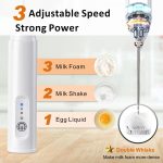 Konquer TimeS Rechargeable Milk Frother – Handheld Electric Coffee Frother with USB-C Charging, 3-Speed Stainless Steel Whisk for Lattes, Matcha, Hot Chocolate, and Frappe - Image 7
