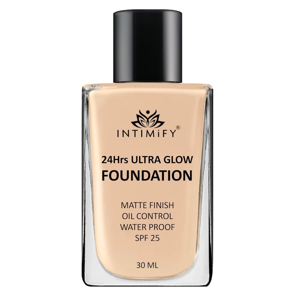 INTIMIFY Ultra Glow Foundation With Matte Finish, for Face Makeup, Oily and Dry Skin, Water Proof & SPF 25 - 10 ml