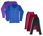 IndiWeaves Girls Cotton Full Sleeve Printed T-Shirts and Cotton Capri 3/4 Pants (Magenta,Maroon,Dark Grey,Purple,Blue,11-12 Years) Pack of 5