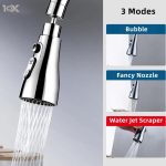 10X Rotatable Brass Kitchen Sink Tap ST-41023 Rotatable Neck Triple Flow 3 Function Shower Flow/Foam Flow/Anit Splash Wall Mount…Wall Mount Chrome Plate - Image 3