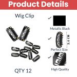 TEMPERIA Hair Extension Clips For Women & Men (12 Pcs) - Hair Patch Clip - Hair Attached Snap Wig Clips (Black) (3.4 cm) - Image 2