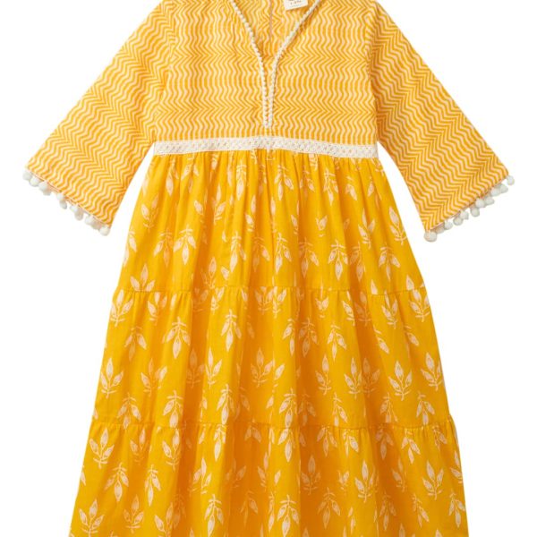Cub McPaws Girls Cotton Ethnic Kurta (Long - Knee Length) | Regular Fit | 4-12 Years (EKUR06)