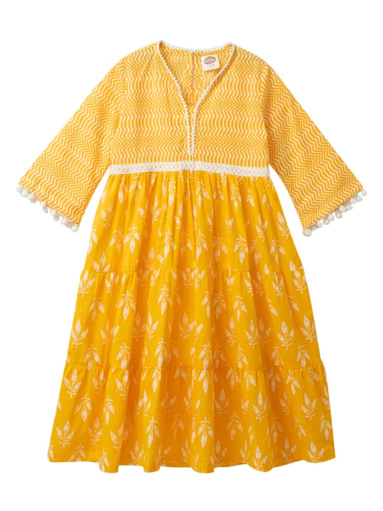 Cub McPaws Girls Cotton Ethnic Kurta (Long - Knee Length) | Regular Fit | 4-12 Years (EKUR06)