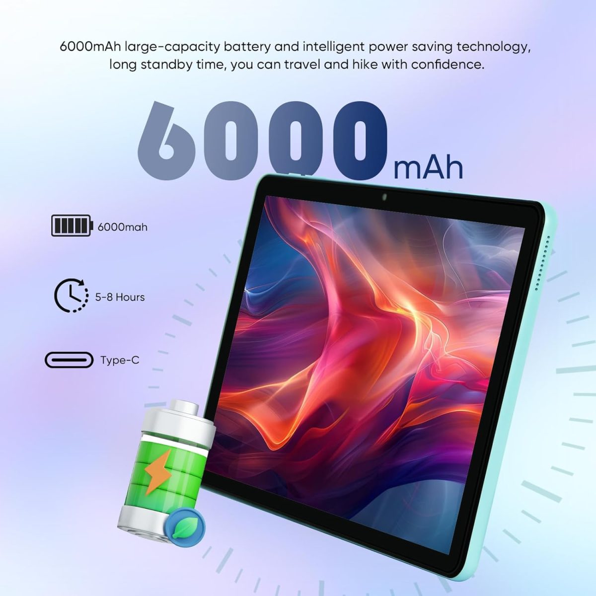 weelikeit Android Tablet, 10.1 Inch Tablet with 1280 x 800 IPS HD Touchscreen, 8GB RAM + 128GB ROM (up to 1TB), 6000mAh Battery, Wi-Fi 5G, Bluetooth 5.0, Dual Camera - Image 3