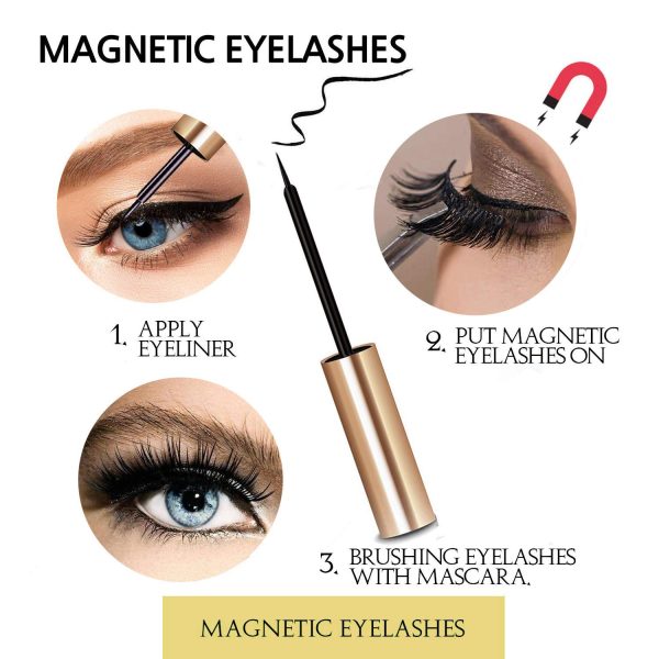 TECHDASH Magnetic Eyelashes with Magnets Handmade Makeup 3D Mink False Eyelashes Extended Natural Reusable (3 Pairs)