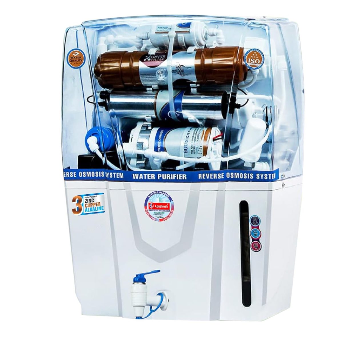 ROYAL AQUAFRESH Copper Audy Sedimentation 12 Ltr RO+UV+UF+TDS 14 Layer Water Purification Advance Technology Electric Water Purifier (1 Year Warranty On Pump & SMPS) - Image 3