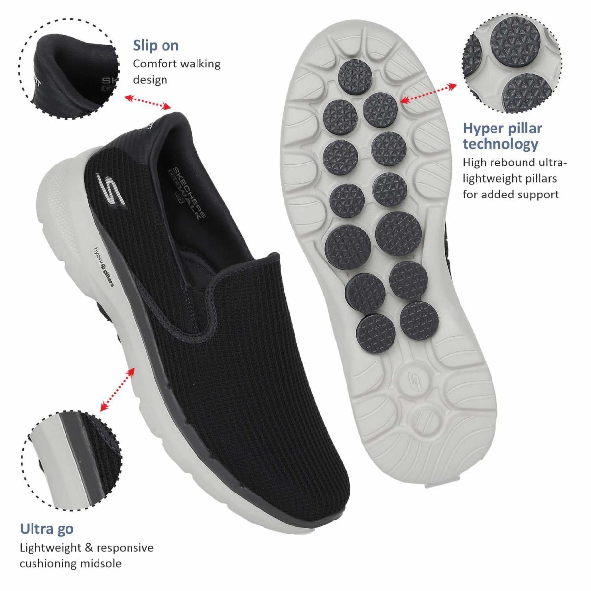 Skechers Men Go Walk 6 Anaglyph Walking Shoes - Image 4