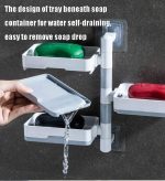 Zollyss Super Powerful Self-Adhesive 3 Layer Soap Dish Holder For Bathroom Shower And Kitchen Wall Mounted Rotatable Soap Holder Saver Box Storage(Metal;Acrylic;Stone, Off-White) - Image 3