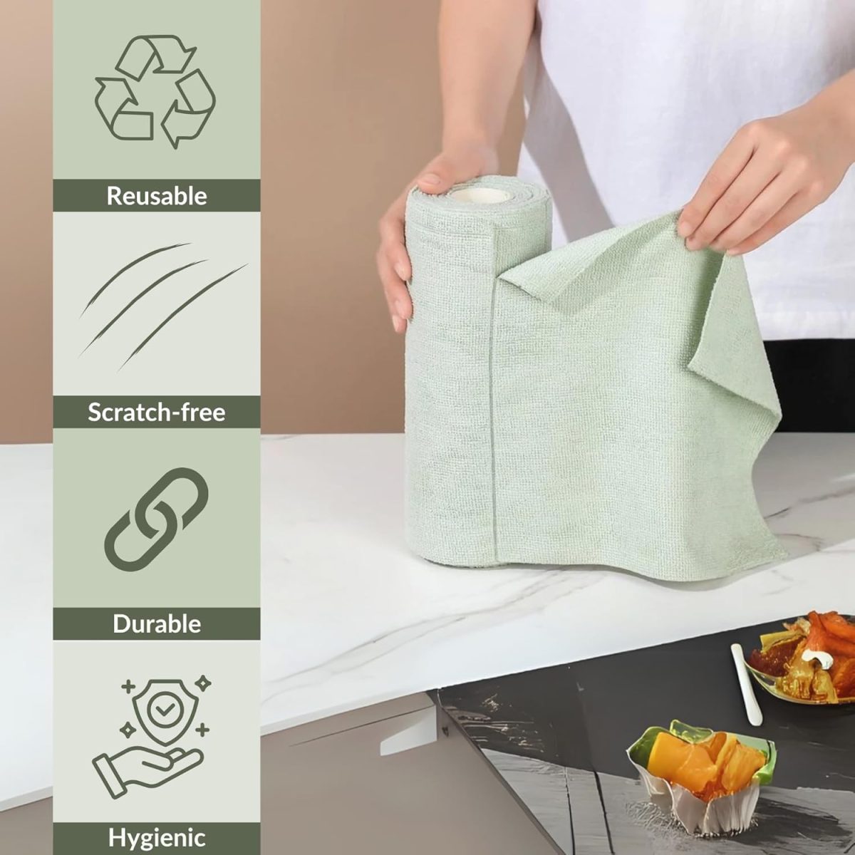 GERQSHO Microfiber Cleaning Cloth Roll 25x25CM – Reusable Tear-Away Towels Washable Super Absorbent Lint Free Cleaning Rags for Kitchen, Car, Garage and Home (Multicolor 1 Roll, 20 Pack) - Image 4