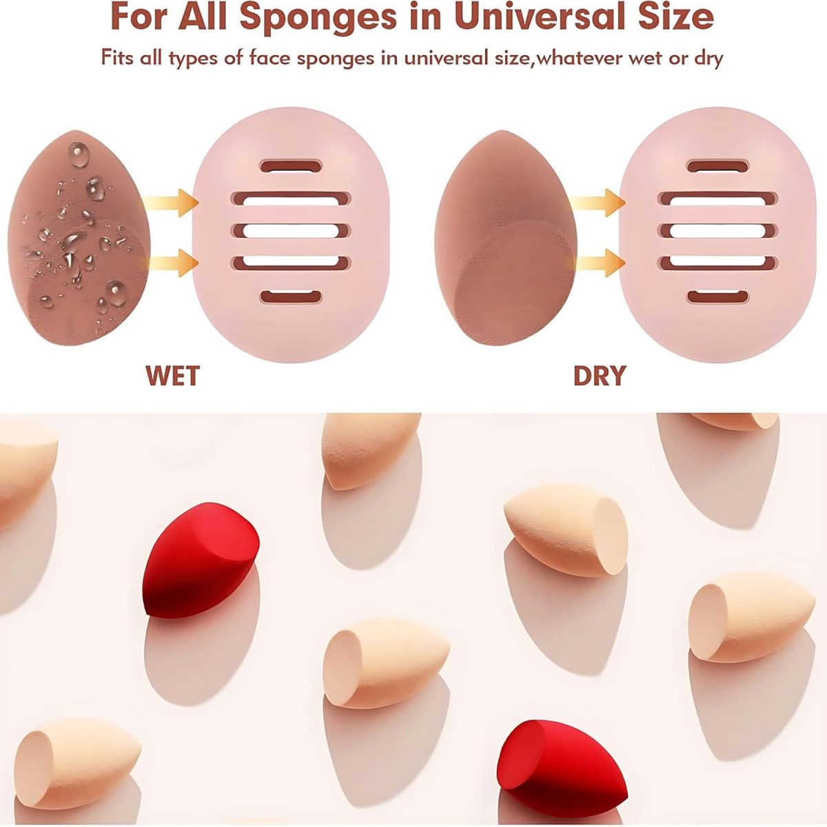 Hian Silicone Makeup Sponge Holder for Travel, Double-Sided Breathable & Shatterproof Beauty Blender Case for Women & Girls, Cosmetic Storage for Sponges Sponge Holder (Pink Color) - Image 3
