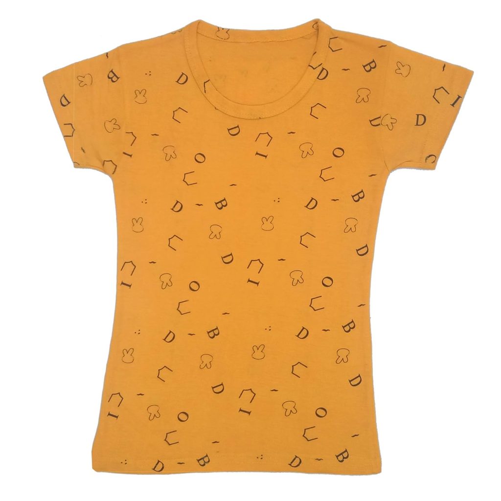 IndiWeaves Girls Cotton Half Sleeve Printed T-Shirt (Mustard,9-11 Years)