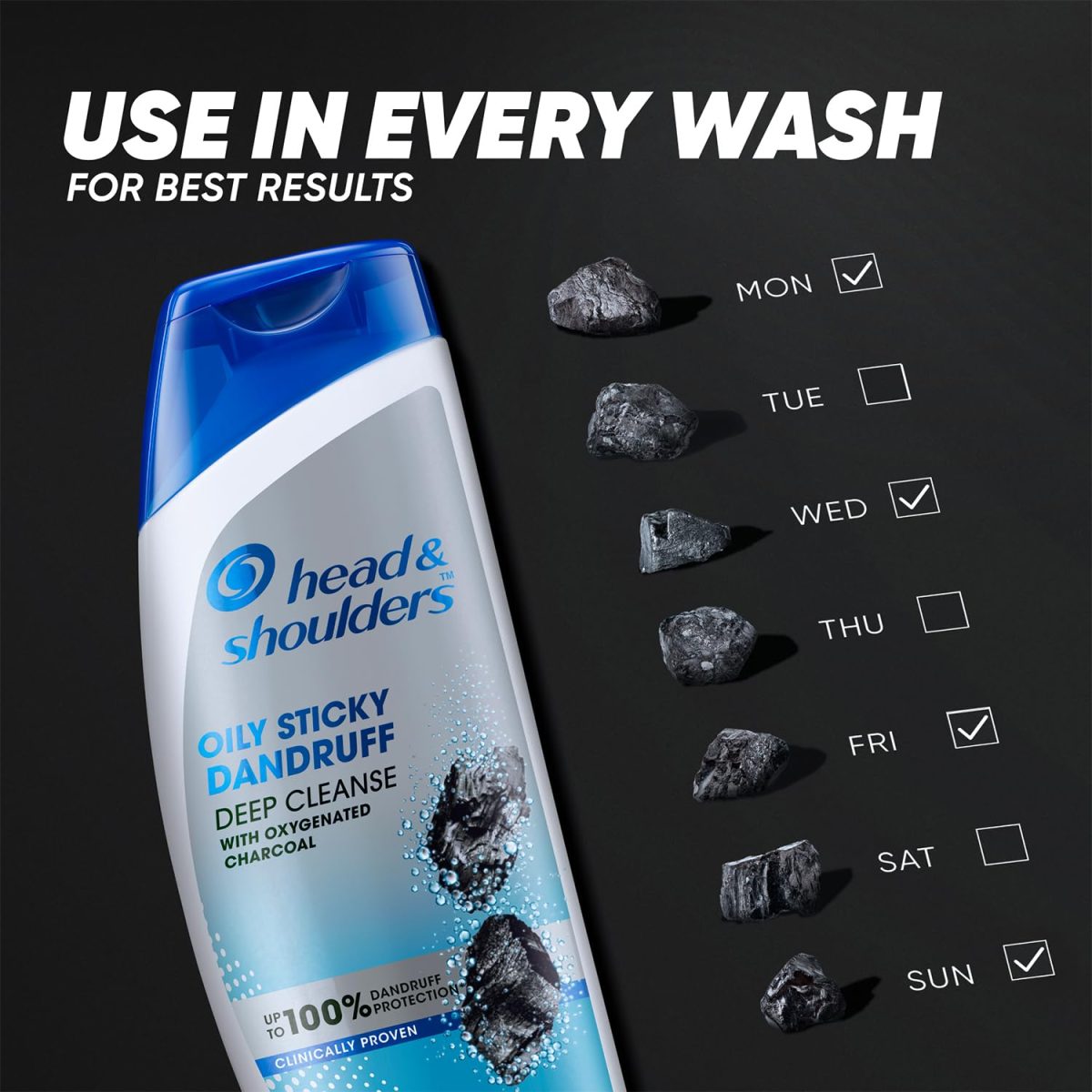 Head & Shoulders Deep Cleanse Anti Dandruff Shampoo with Oxygenated Charcoal, Fights Oily & Sticky Dandruff, Upto 100% Dandruff Protection, 72 ml - Image 7