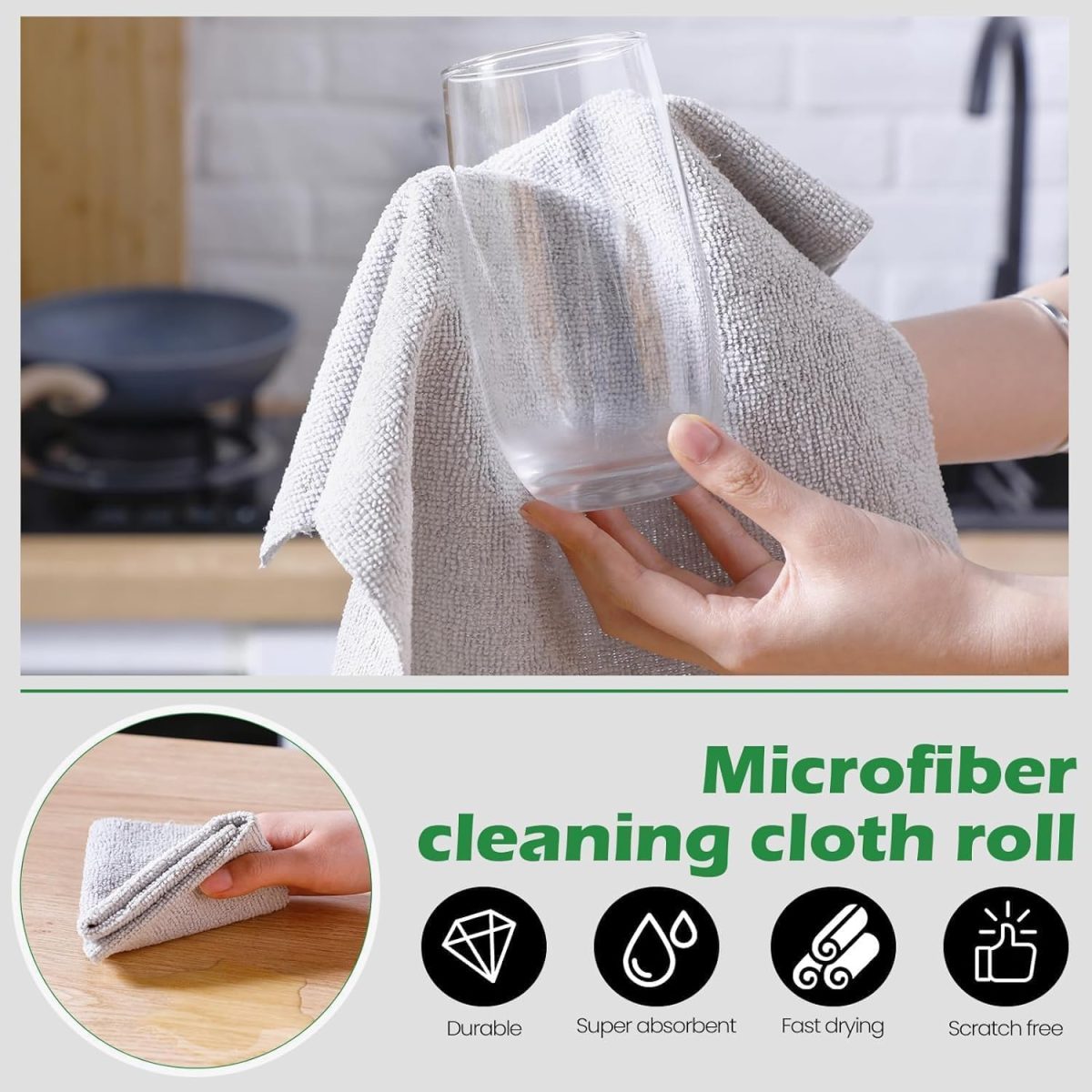 GERQSHO Microfiber Cleaning Cloth Roll 25x25CM – Reusable Tear-Away Towels Washable Super Absorbent Lint Free Cleaning Rags for Kitchen, Car, Garage and Home (Multicolor 1 Roll, 20 Pack) - Image 8