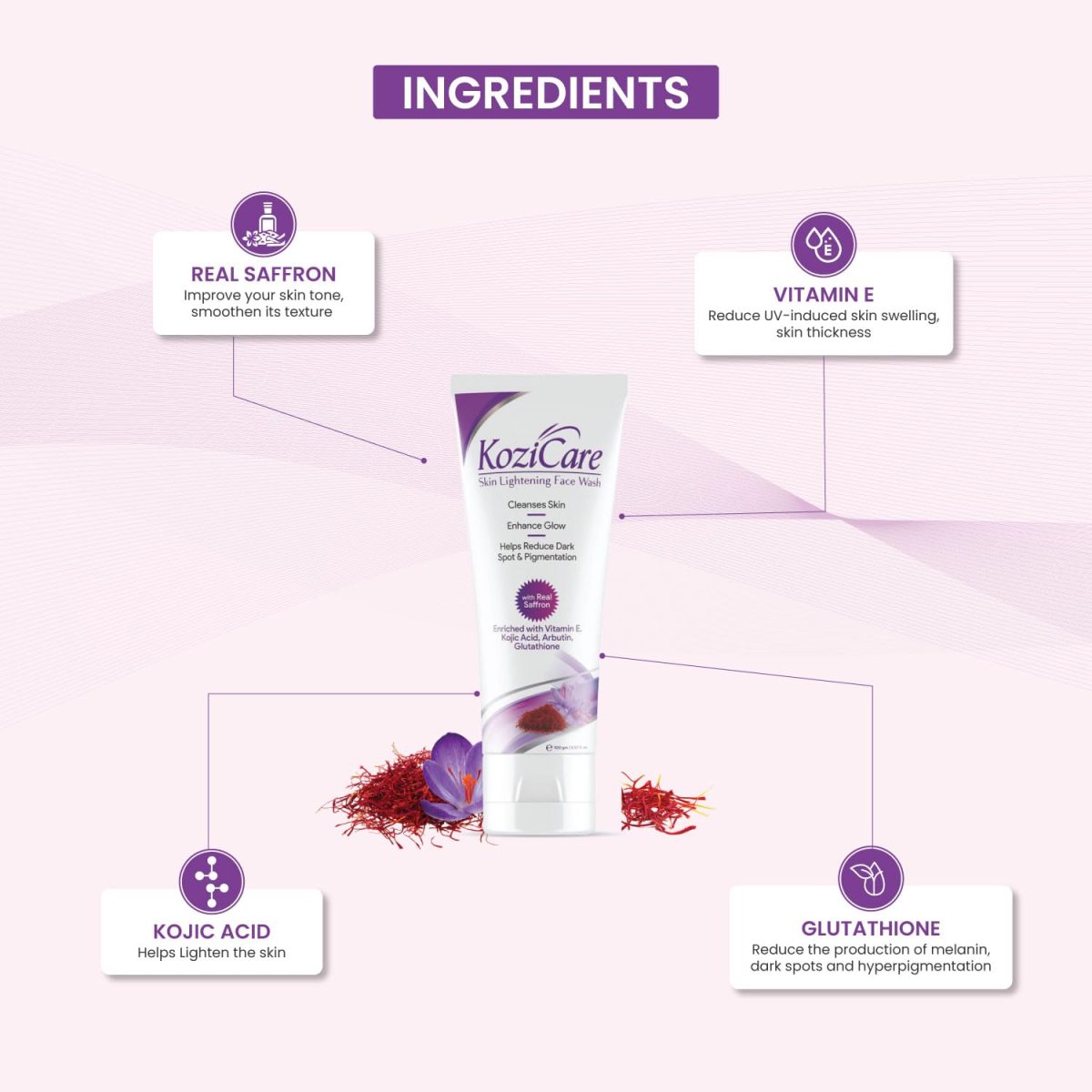 Kozicare Kojic Acid & Glutathione Face Wash | For Women & Men | Face Cleanser & Skin Care - 100 Ml - Image 4