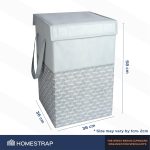 Homestrap 75 LTR Foldable Laundry Basket | Printed Laundry Bag with Lid Front Handle | Non-Woven Toy Organiser | Washing Cloth Laundry Bin(Grey)(Polypropylene) - Image 2