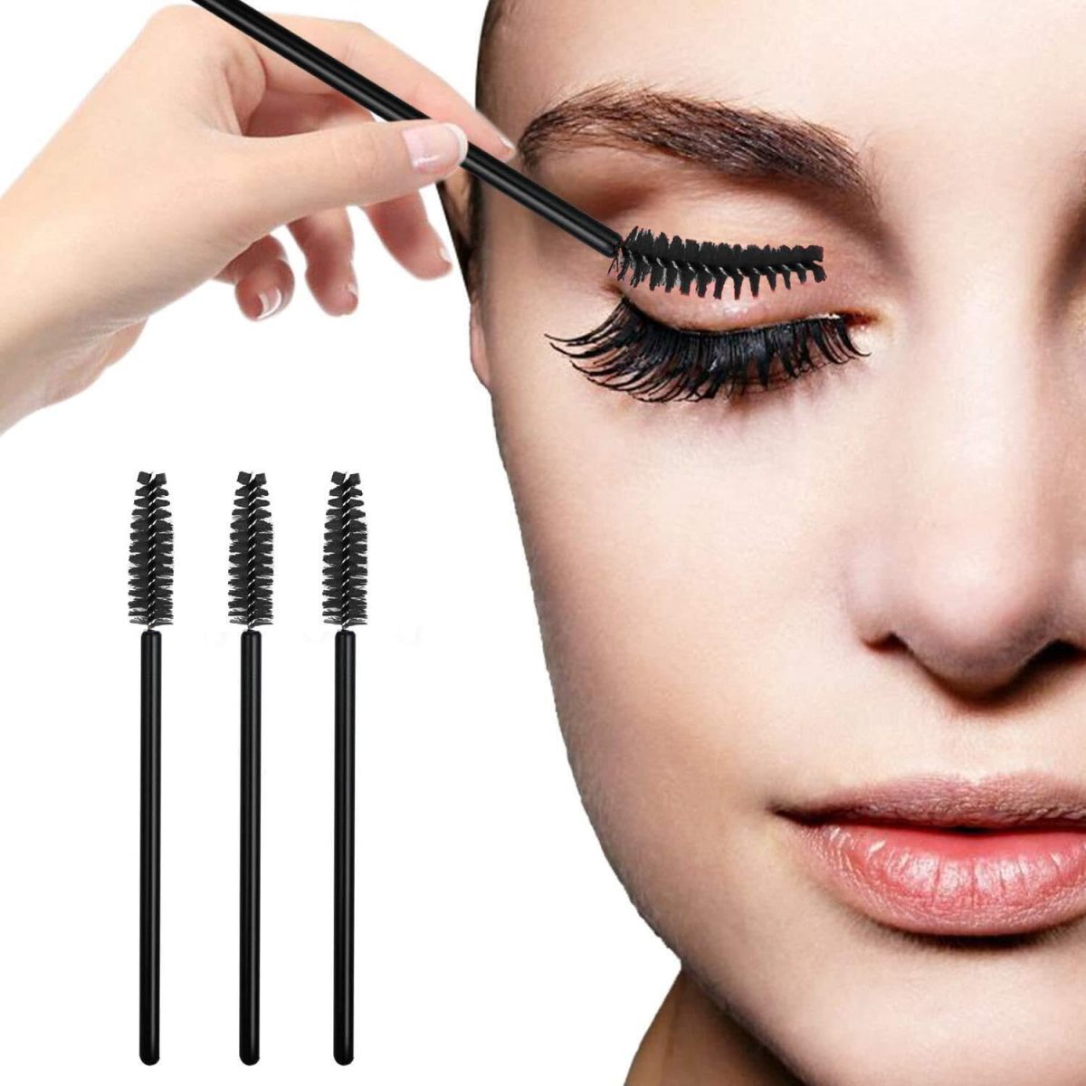 MAPPERZ Disposable Mascara Eyelash Wands Brush for Eyelash Extension Eyebrow and Makeup Color/Makeup Brush, Mascara Brushes Wands, Black, Pack of 10 - Image 3