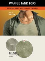 DAMENSCH Relaxed Fit Cotton Rich Blend Waffle Texture Anti- Bacterial Super Premium Solid Tank Top Gym T shirts for Men Pack of 1 - Image 3